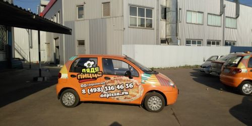 Оклейка рекламной пленкой автомобиля Daewoo
