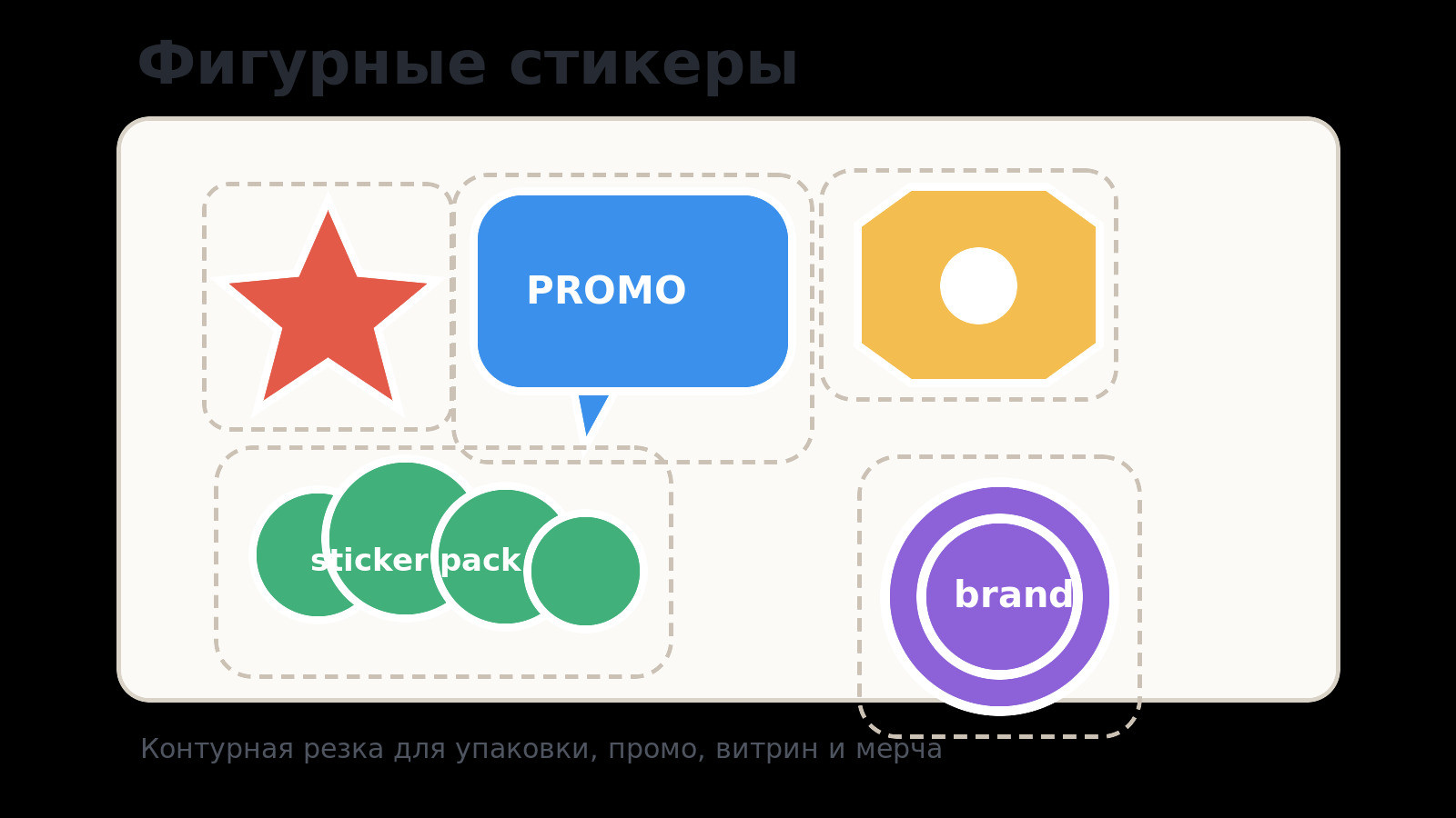 Фигурные стикеры с контурной резкой для упаковки и брендинга