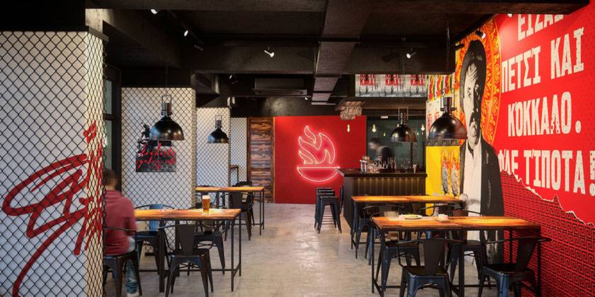 Брендирование стен ресторана