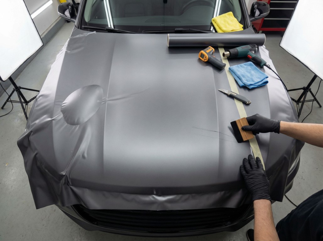 Все возможные огрехи и проблемы с оклейкой автомобиля виниловой пленкой на одном изображении