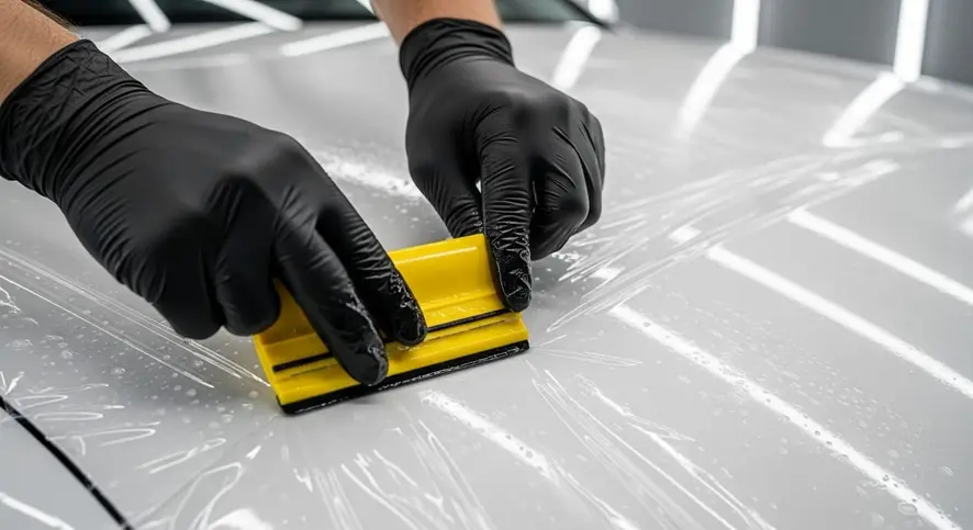 Результат оклейки автомобиля защитной плёнкой — идеальная прозрачность