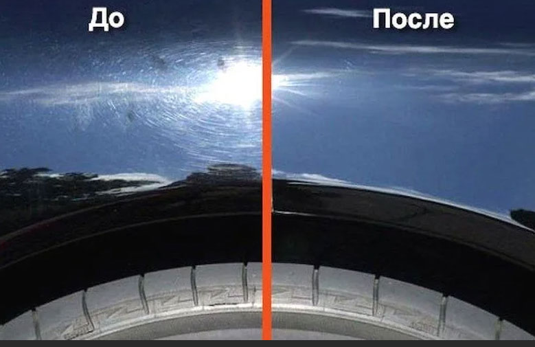 Полировка c жидким стеклом до и после